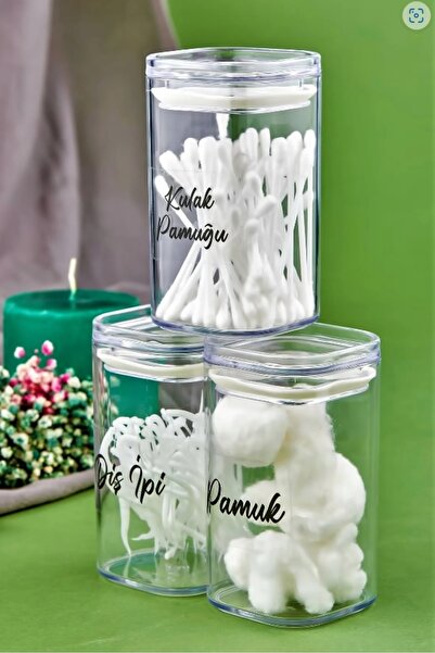 ŞAKİLATA CONCEPT حاوية تخزين مكونة من 3 قطع من قطن الأكريليك وخيط الأسنان ومن...