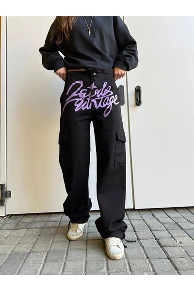 Gofeel Purple Vintage Harajuku Y2k Detailed Cargo Pocket Baggy Jean Street