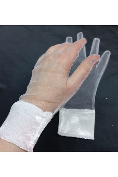es moda shop Diana vintage velvet bracelet gauze gloves white