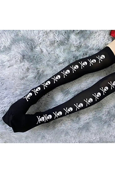 DEEFWEAR Șosete negre imprimate până la genunchi