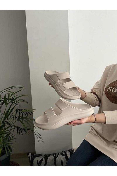 Behtah Kundura Ανατομική χοντρή σόλα με Velcro Look Pool Εξαιρετικά ελαφριές, μαλακές και εύκαμπτες αντιολισθητικές καθημερινές παντόφλες παραλίας