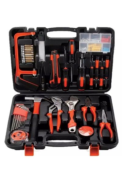 MOONSHOP 105 Pieces Specialized Practice Steel Professional Tool Tool Set Pliers Dowel Screwdriver Hammer Saw Set