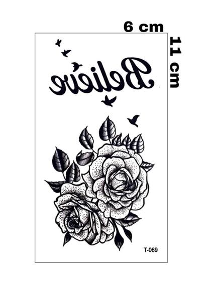 Mecit Tuhafiye GÜL YAZI VE KUŞLAR EL BOYUN SIRT İÇİN GEÇİCİ DÖVME