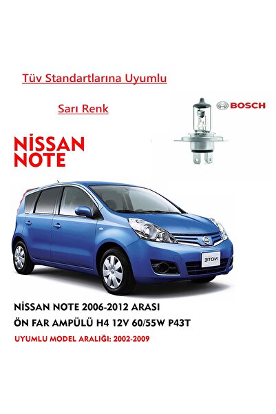 Bosch Nissan Note 2006-2012 Arası Ön Far Ampülü Sarı Renk 60/55w