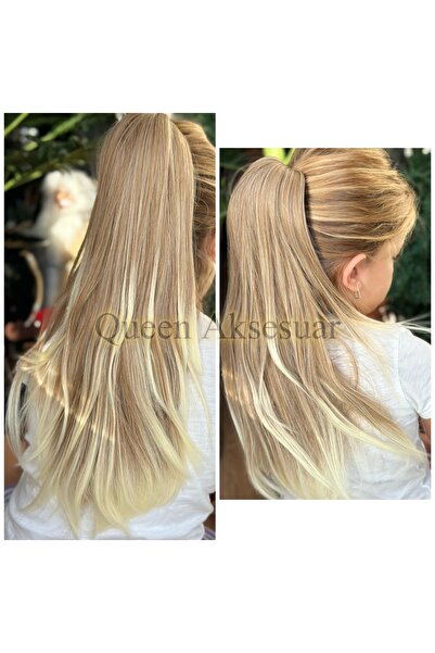 QUEEN AKSESUAR lüks trend düz uzun at kuyruğu fiber ısıya dayanıklı mandal po...