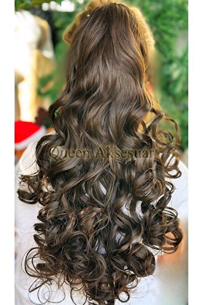 QUEEN AKSESUAR lüks trend uzun bukleli dalgalı kıvırcık at kuyruğu fiber mand...