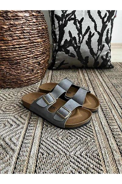 Behtah Kundura Παντόφλες μοντέλου Comfort με ορθοπεδική σόλα από φελλό Unisex με διπλή πόρπη Καθημερινές άνετες παντόφλες εσωτερικού χώρου
