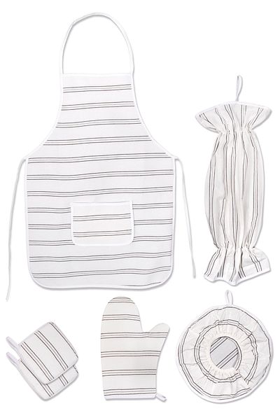 Morlay 6 Pieces Kitchen Set & Kitchen Apron, Oven Gloves, 2-Piece Holder, Organizer Bag Holder, Demlematik