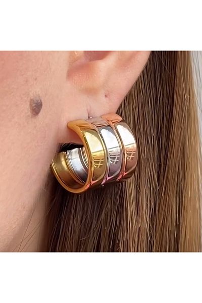 zeynep Z&D Accessory 316 L Steel Trio Pelo Earring