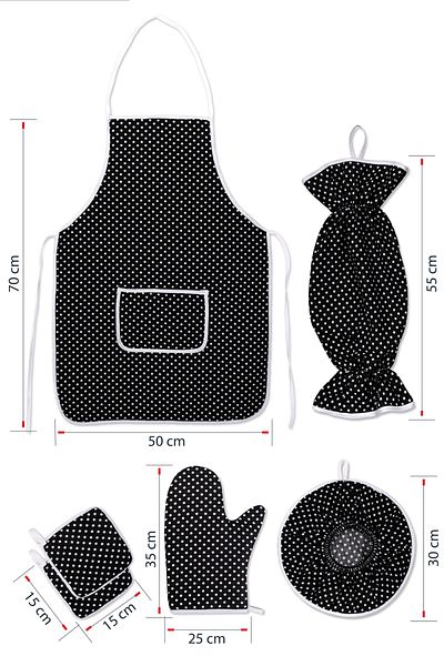 Morlay 6 Pieces Kitchen Set & Kitchen Apron, Oven Gloves, 2-Piece Holder, Organizer Bag Holder, Demlematik