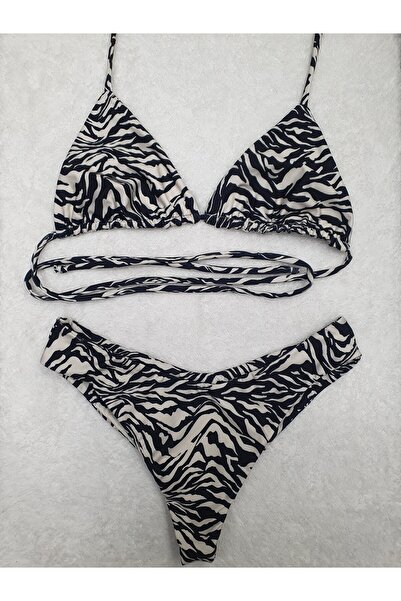 Meot Renkli Hipster Tanga Üçgen Bikini