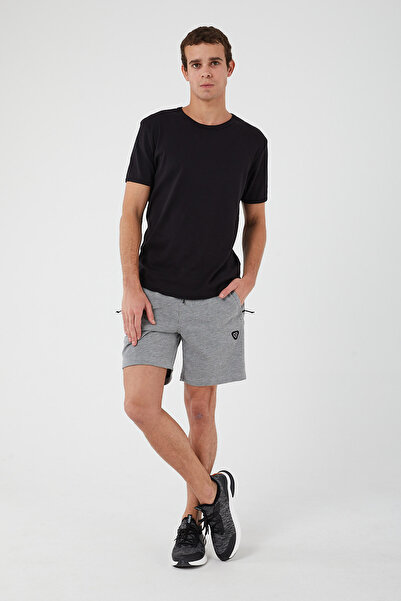 UNIQROY Erkek Şort Gri Regular Fit Esnek Belli Fermuarlı Yan Ve Arka Cep