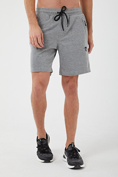 UNIQROY Erkek Şort Gri Regular Fit Esnek Belli Fermuarlı Yan Ve Arka Cep