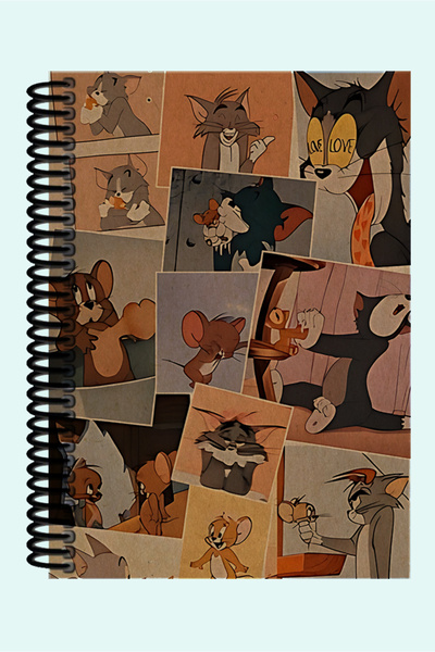 Namgo Tom ve Jerry Kolaj Temalı 200 Sayfa Hediyelik A5 Spiralli Kraft Kapaklı...