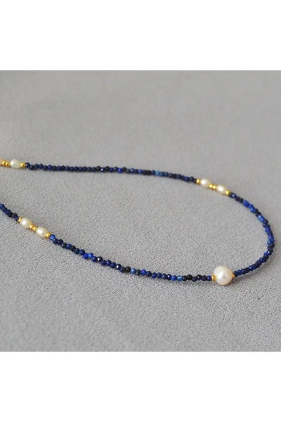 Hazeran accessories Gerçek Kyanit Taşlı İncili Kolye