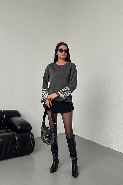 nosia fashion Pulover tricotat cu decolteu cu mâneci