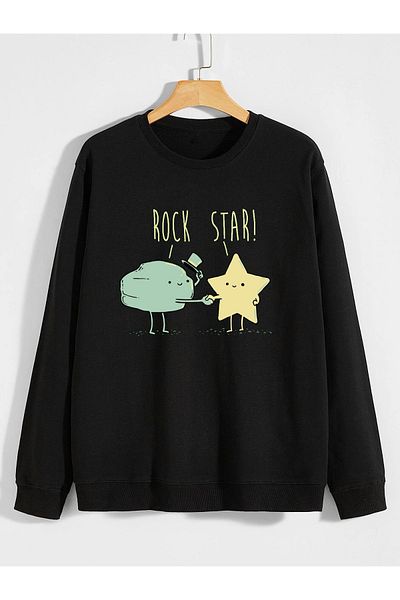 karikatürstore humorous funny printed 0 collar (bicycle collar) sweatshirt