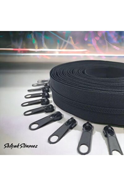 SELÇUK SÖNMEZ Siyah Renk 10 Metre Fermuar 20 Adet Başlık