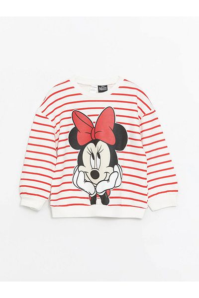 LC Waikiki LCW baby Crew Neck Long Sleeve Minnie Mouse Printed Baby Girl Sweatshirt