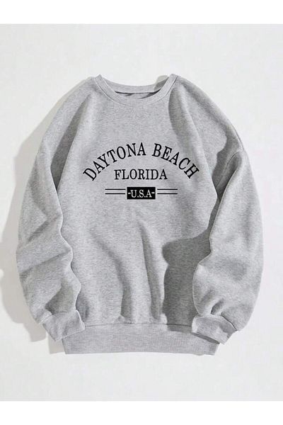 Khione Унисекс суитчър с качулка от голям размер с щампа Daytona Beach Florida