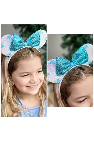 QUEEN AKSESUAR Disney minnie mouse lüks simli pullu fiyonklu kar taneli taç m...