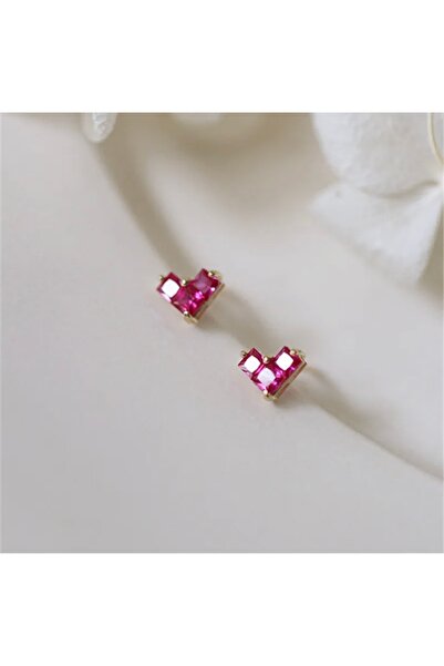 BY DİLEK ÇETİN ACCESSORY Cerrahi Çelik pembe renk kalp model kıkırdak helix Tragus Piercing