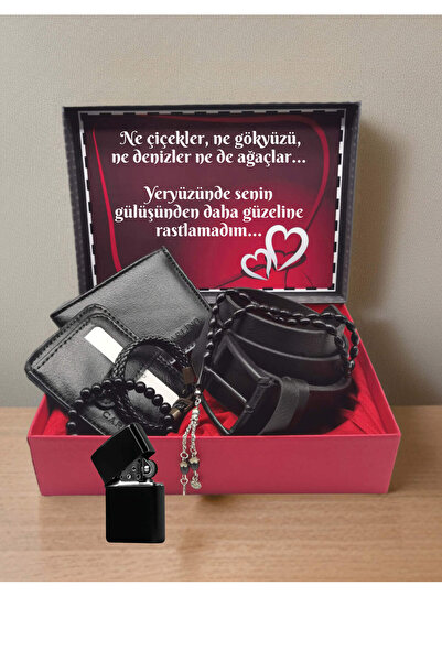 Sionar Set negru pentru bărbați: portofel cu curea, brățară pentru brichetă, ...