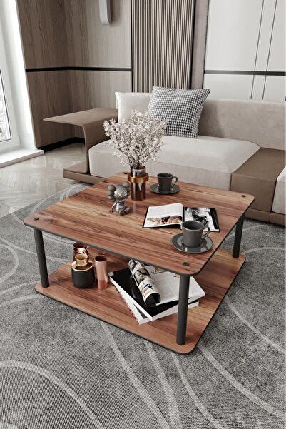 messer Dekoratif Mdf Masivo Orta Sehpa 70x70 KARE MADRAN CEVİZ