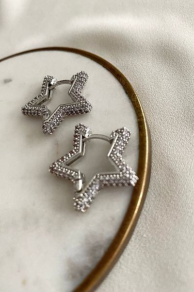 gaila design Steel Zircon Stone Star Earrings