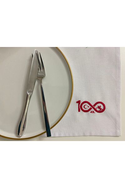 Zeren Home Λινά Υγρό Ανθεκτικό 100. Παρουσίαση Ειδικού Κεντημένου Σέρβις 6 Τεμάχια 35 x 45