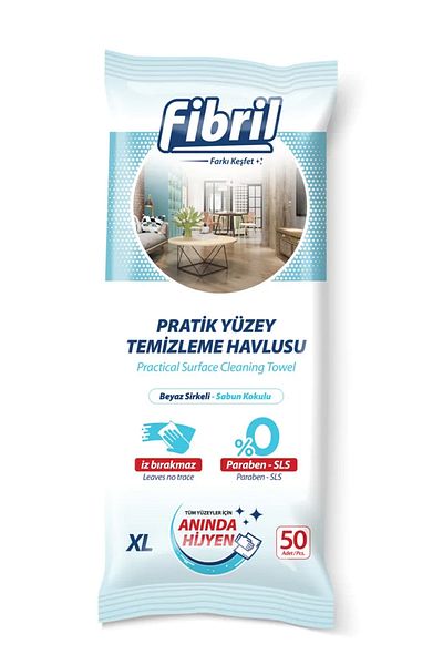 Fibril Surface Cleaning Towel XL 50 Sheets White Vinegar Soap + Wet Wipes 50 Sheets