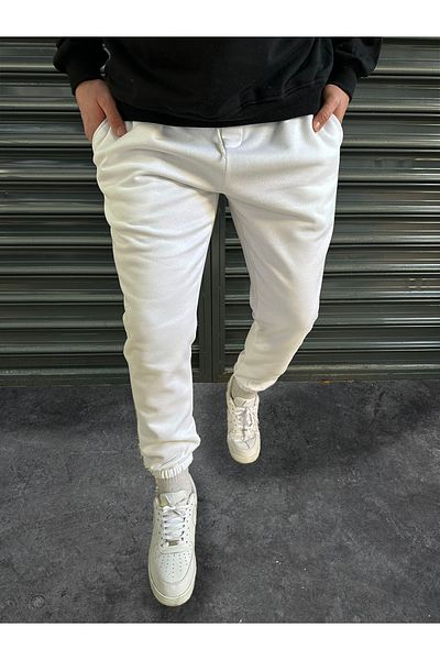 Scrovtie Ανδρικό παντελόνι Jogger White Oversize με ελαστικό πόδι