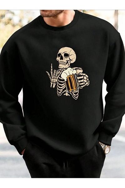 MAGORS STIL-X SKULL PRINTED OVERSIZE ΒΑΜΒΑΚΙ ΜΑΥΡΟ ΧΡΩΜΑ ΦΟΥΤΕΡ
