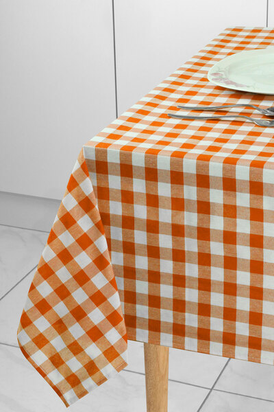 Soft Kare مفرش نزهة كبير منقوش باللون البرتقالي مع خيارات القياس