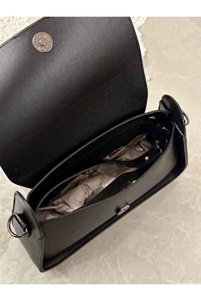 mossi Black Adjustable Long Brain Faux Leather Women's Handbag