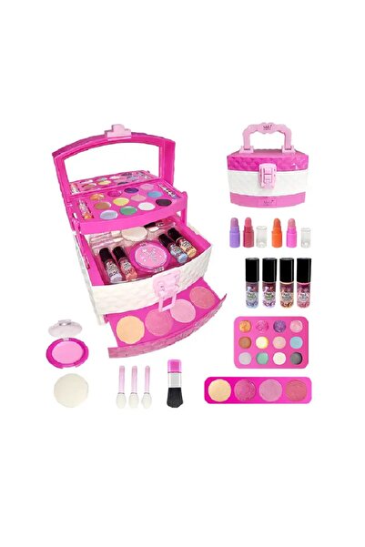 Hobimtek لعبة مكياج قابلة للركوب مكونة من 3 طبقات مع حقيبة، مجموعة تجميل للفت...