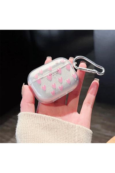 daystar Airpods Pro And Pro 2Compatible Tiny Pink Heart Transparent Headphone Case