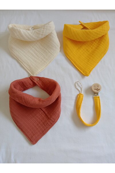 Wenaris 4 Layers Muslin TRIANGLE BIB NECK COLLAR and PACIFIER BRACELET