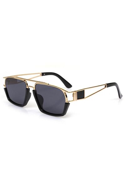 TomyHelf Unisex Sunglasses with Black Glass and Gold Frame