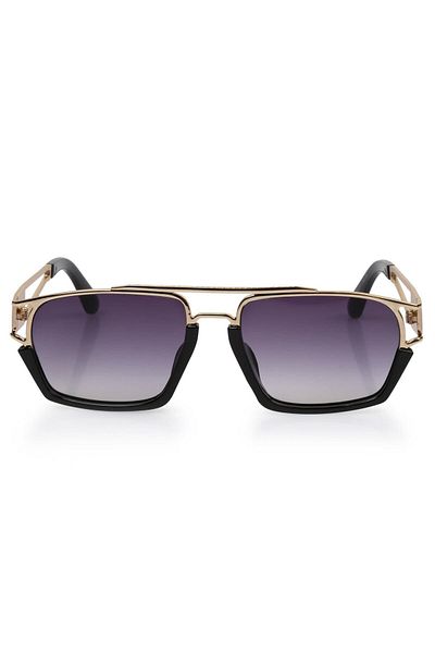 TomyHelf Unisex Sunglasses with Purple Glass and Black-gold Frame