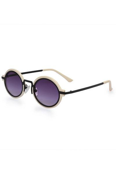 TomyHelf Women's Sunglasses with Purple Lens, Black-white Frame