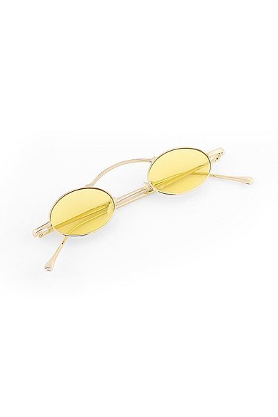 TomyHelf Women's Sunglasses Minimalist Gold Frame Yellow Glass