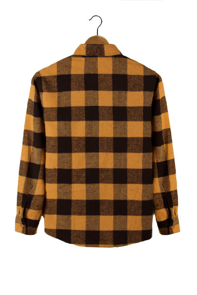 Terapi Men Mustard Regular Fit Shirt Collar Plaid Double Pocket Lumberjack Shirt