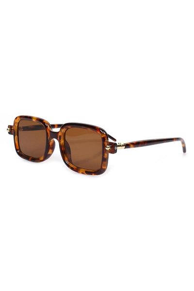 TomyHelf Women's Sunglasses Rectangular Leopard Frame Brown Glass