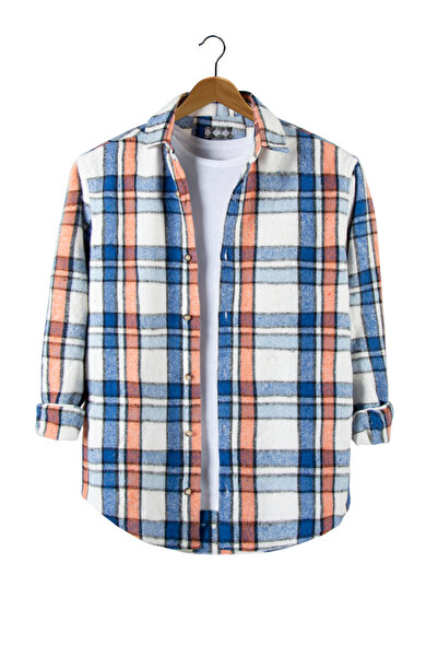 VEAVEN Μπλε Regular Fit πουκάμισο με γιακά καρό πουκάμισο ξυλοκόπο