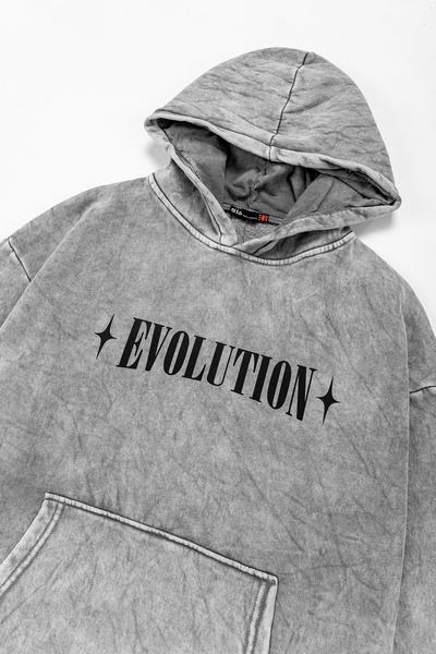 Sekizbiraltı Біла оверсайз-худі з капюшоном та принтом Evolution, що можна прати