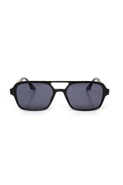 TomyHelf Sunglasses Black Frame Black Glass Silver Shank Rectangle