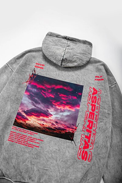 Sekizbiraltı White Asperitas Oversize Unisex Hoodie - Washable and Back Printed