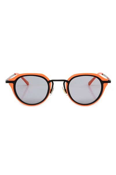 TomyHelf UV400 Protected Orange Frame Black Glass Oval Women's Sunglasses