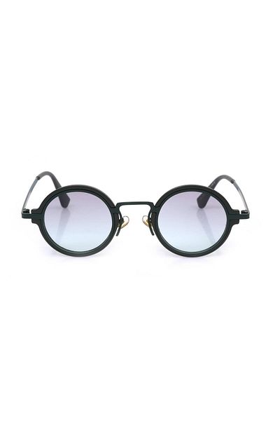 TomyHelf Uv400 Protected Khaki Frame Gradient Green Glass Round Women Sunglasses